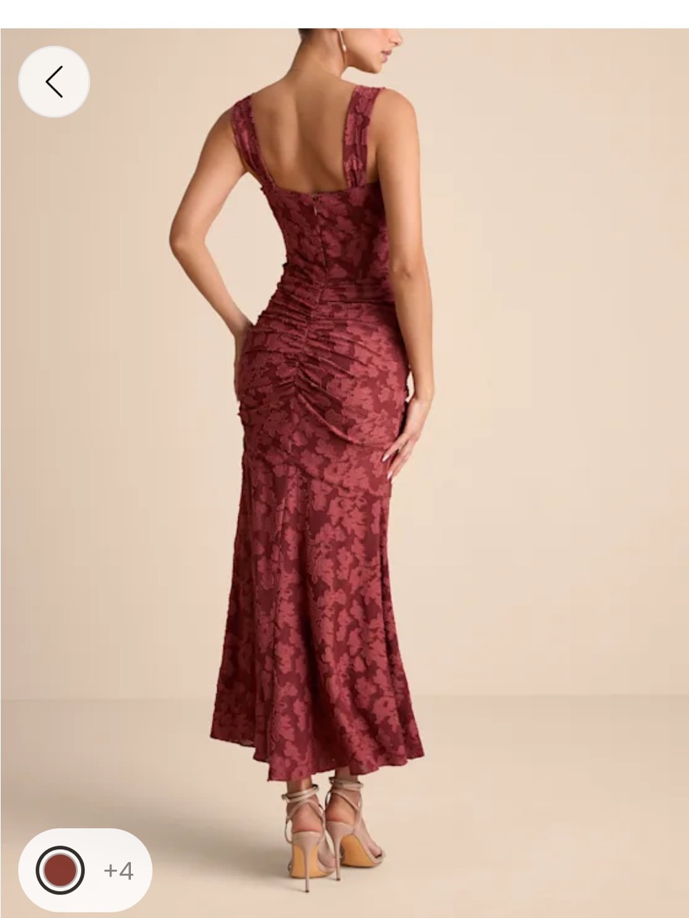 Lulu's Red Rust Celeste Square-Neck Maxi Dress with Ruched Waist - Picture 4 of 4